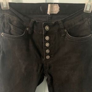 Free People Black Skinny Cropped Jeans, 25R